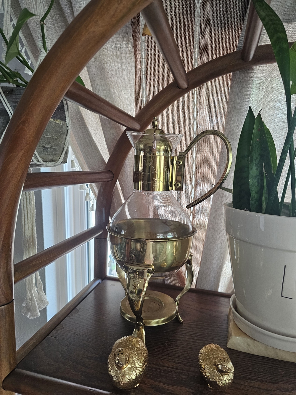 Brass and Glass Coffee Samovar - Gold Finish Vtge Princess House